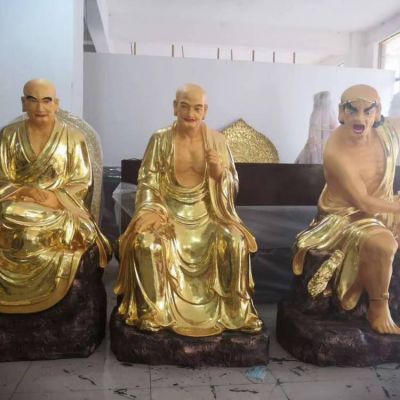 玻璃钢喷金漆寺庙宗教供奉佛像十八罗汉博鱼网页版