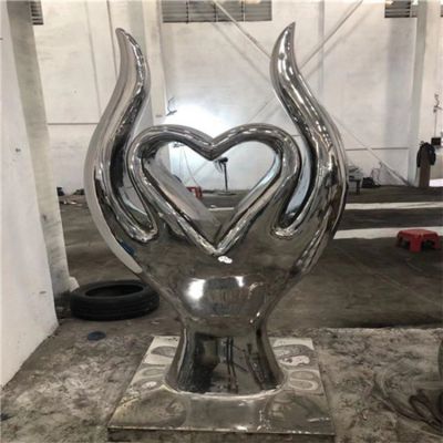 不锈钢抽象手爱心博鱼网页版 医院广场镜面抛光爱心手型博鱼网页版