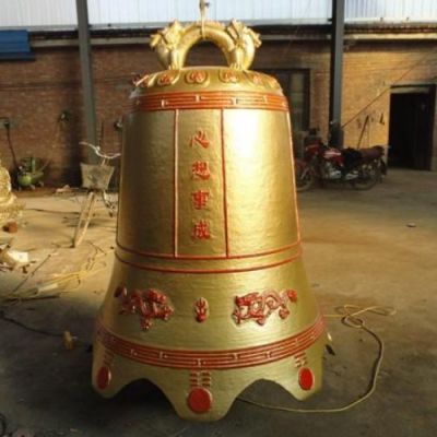 玻璃钢喷金烤漆大型铜雕宗教寺庙铜钟博鱼网页版