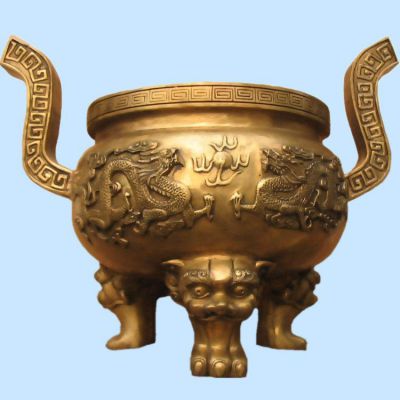 铜雕双耳浮雕寺庙三足鼎立戊戌鼎博鱼网页版