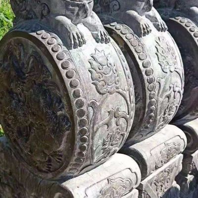 仿古做旧大理石石雕浮雕一对庭院门口门墩抱鼓石博鱼网页版