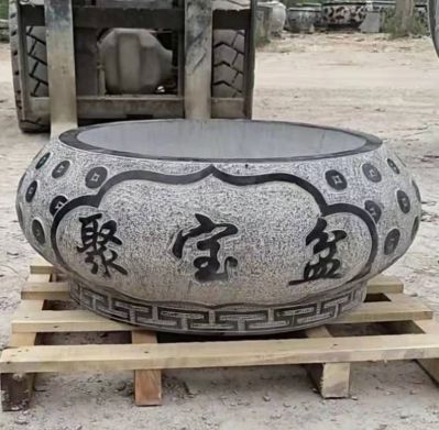 大理石石雕庭院浮雕养花养鱼花盆博鱼网页版