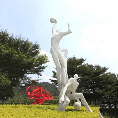 打篮球不锈钢网格公园体育运动人物博鱼网页版摆件