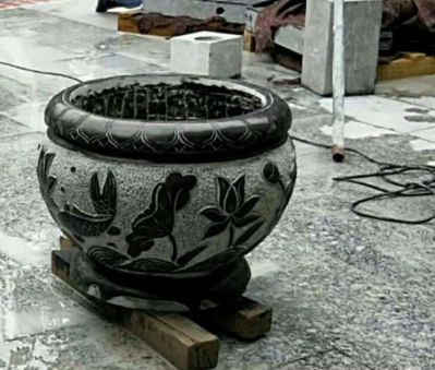 仿古招财水缸石雕荷花博鱼网页版