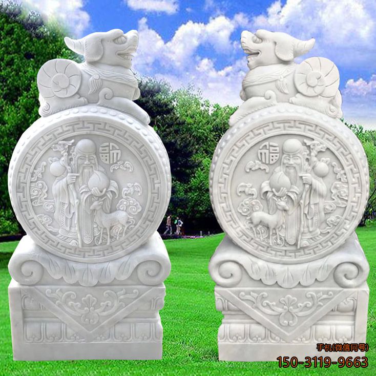 汉白玉石门墩_企业小区园林抱鼓石博鱼网页版