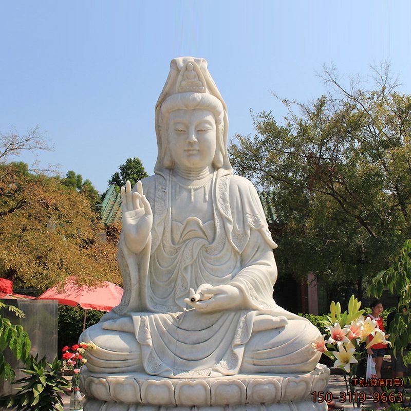 汉白玉石雕观音_寺庙景点大型佛像