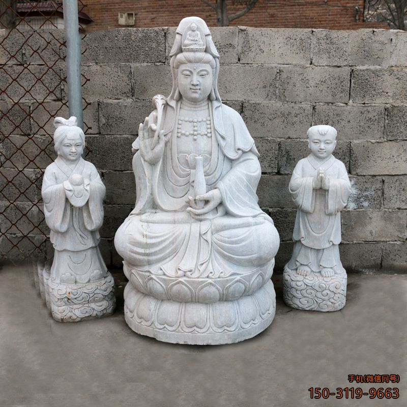 汉白玉石雕观音_手持玉净瓶滴水如意观音博鱼网页版