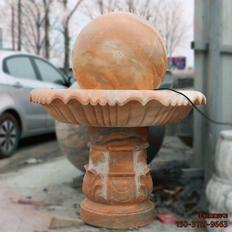 石雕风水球_晚霞红公园广场装饰构件博鱼网页版