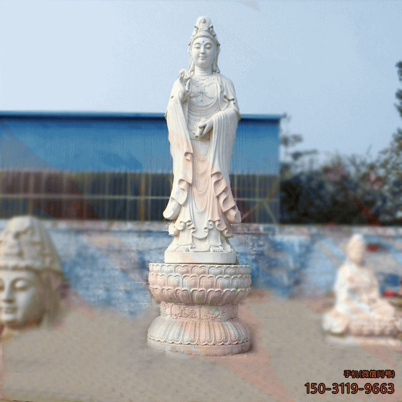 汉白玉石雕观音滴水如意观音