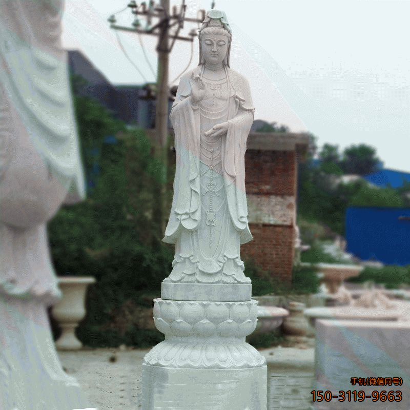 汉白玉石雕观音像佛像滴水如意观音博鱼网页版