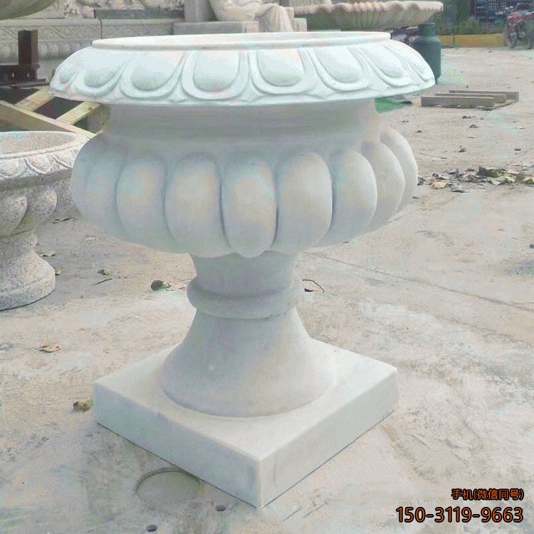 汉白玉石雕花盆_城市商场校园园林花盆博鱼网页版