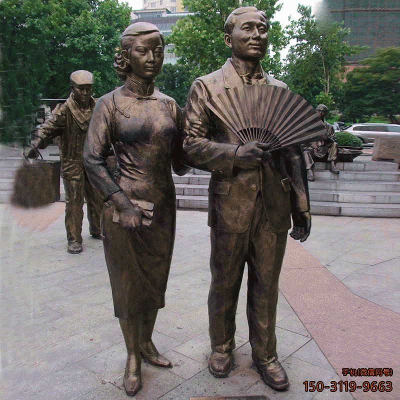 逛街夫妇_现代城市近代人物铜雕小品博鱼网页版