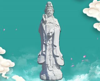 普度众生、救苦救难的观世音菩萨石雕像
