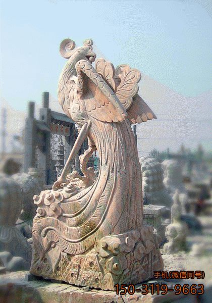 石雕凤凰_公园园林晚霞红动物景观博鱼网页版