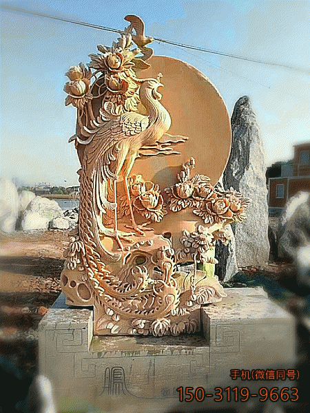 石刻凤凰景观_商场企业动物浮雕景观摆件博鱼网页版