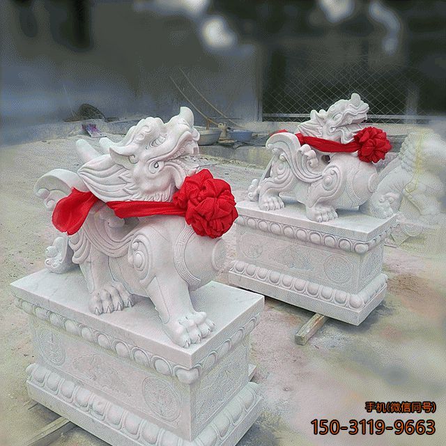 汉白玉石雕貔貅_小区商场企业大门动物神兽