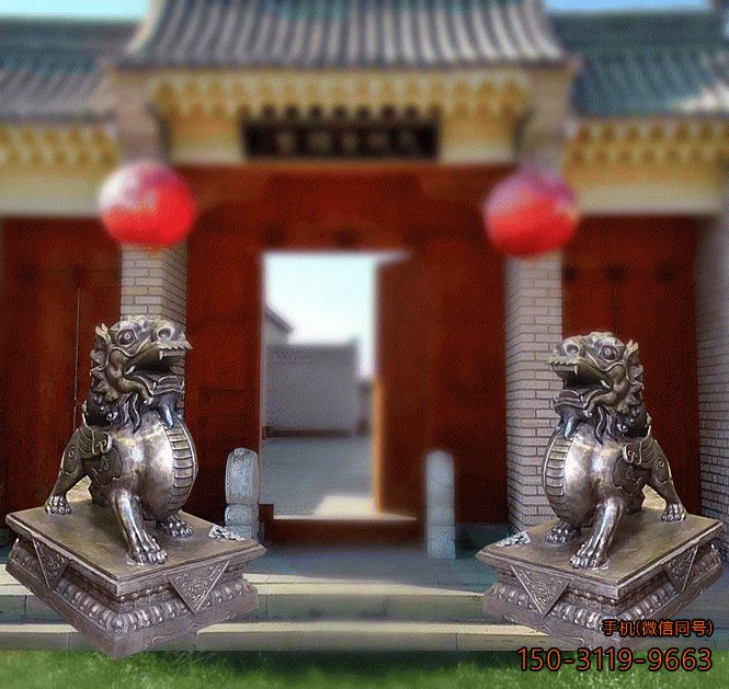 看门貔貅铜雕_企业大门铸铜动物博鱼网页版