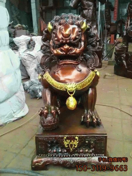 彩绘铜狮子_铸铜仿古彩绘动物博鱼网页版