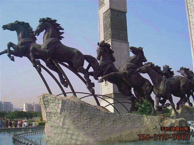 蒸蒸日上奔马_企业商场动物景观铜雕