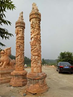 古建筑寺庙石雕龙柱盘龙柱图片雕刻特色