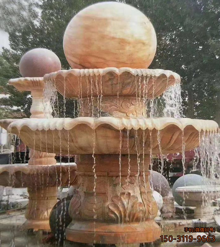 晚霞红风水球喷泉石雕博鱼网页版