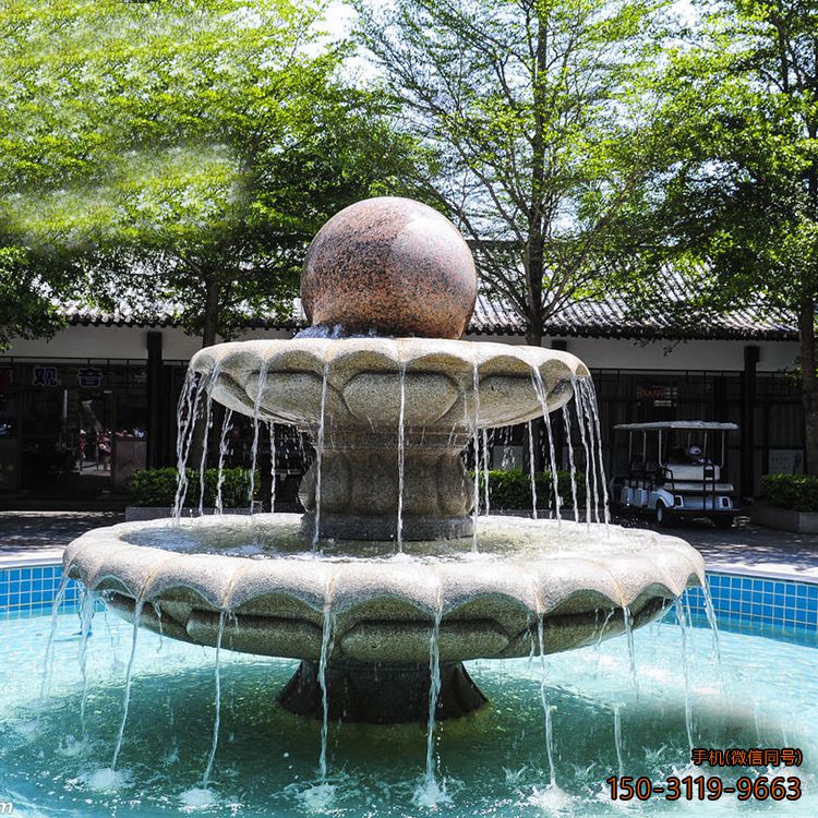 石雕双层风水球喷泉_大理石小区景观摆件博鱼网页版