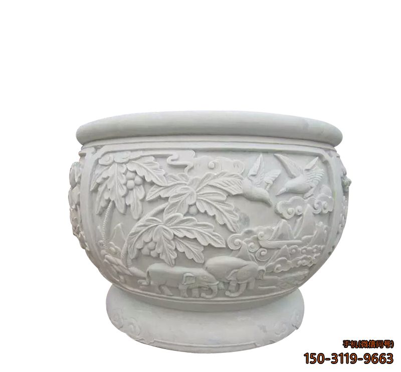 汉白玉水缸_园林雕刻花纹景观博鱼网页版