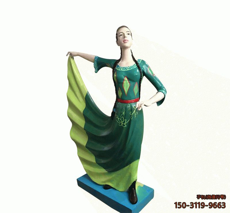 彩绘跳舞女孩_广场公园玻璃钢人物塑像博鱼网页版
