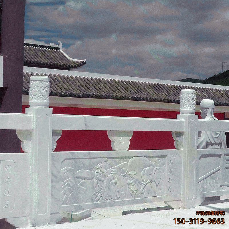 汉白玉石雕栏板_厂家定制户外景观河道护栏