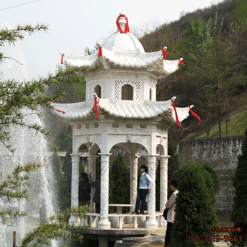 汉白玉双层凉亭_户外庭院六角亭子博鱼网页版