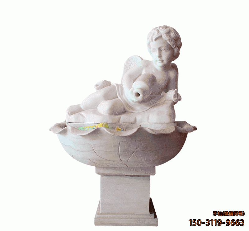 小孩石雕流水池_公园庭院孩童人物博鱼网页版