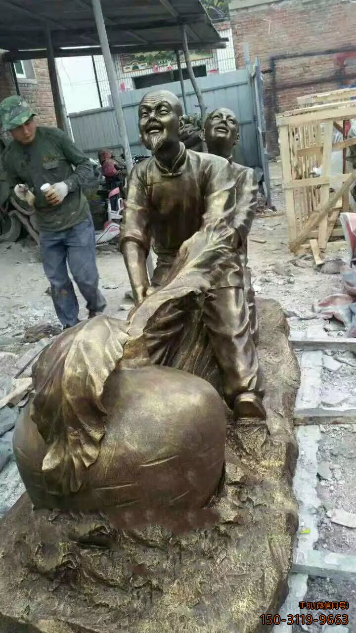 拔萝卜博鱼网页版玻璃钢仿铜小品博鱼网页版