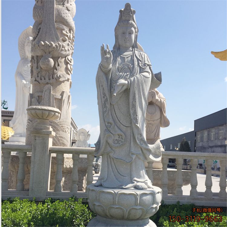 滴水观音石雕大理石寺庙立式观音