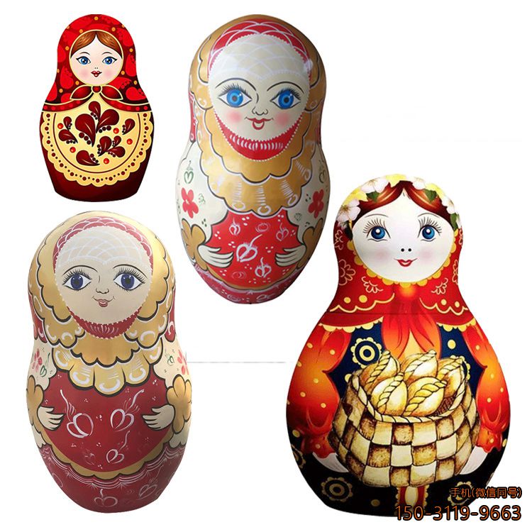 俄罗斯套娃博鱼网页版玻璃钢彩绘卡通摆件