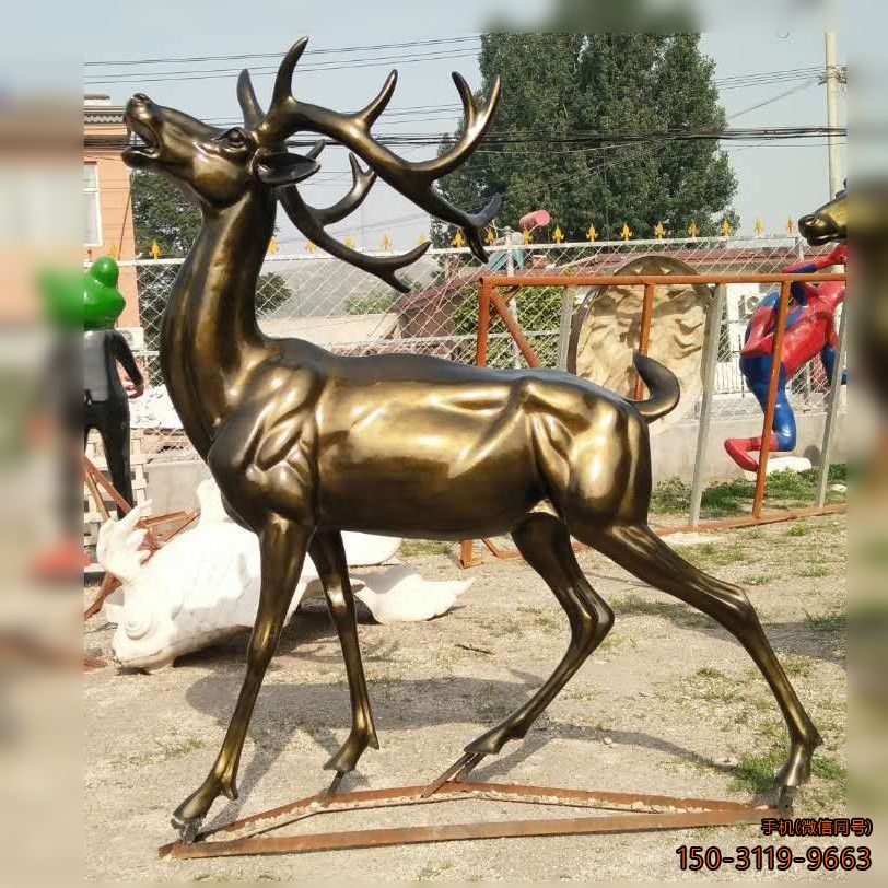 仿铜鹿博鱼网页版玻璃钢公园摆件