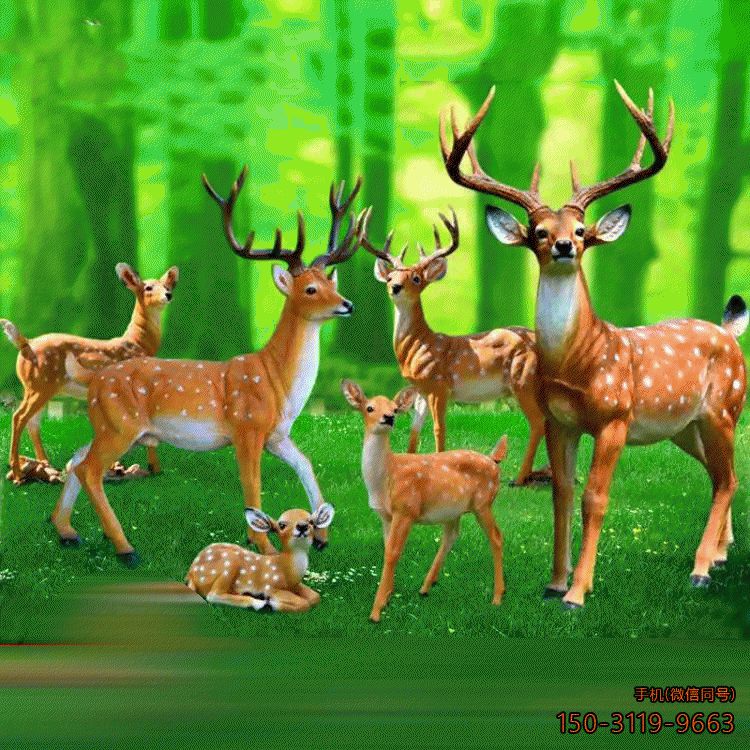 公园梅花鹿博鱼网页版玻璃钢仿真动物