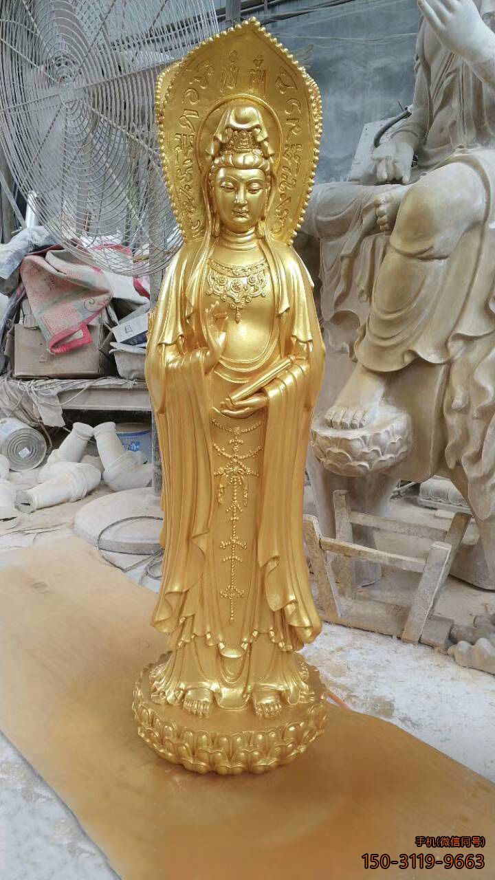 观音菩萨博鱼网页版玻璃钢喷漆佛像