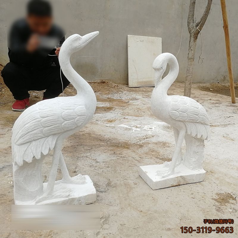 汉白玉仙鹤丹顶鹤石雕