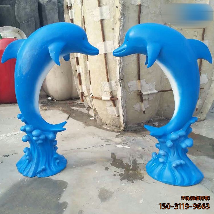 蓝色海豚博鱼网页版玻璃钢卡通动物摆件