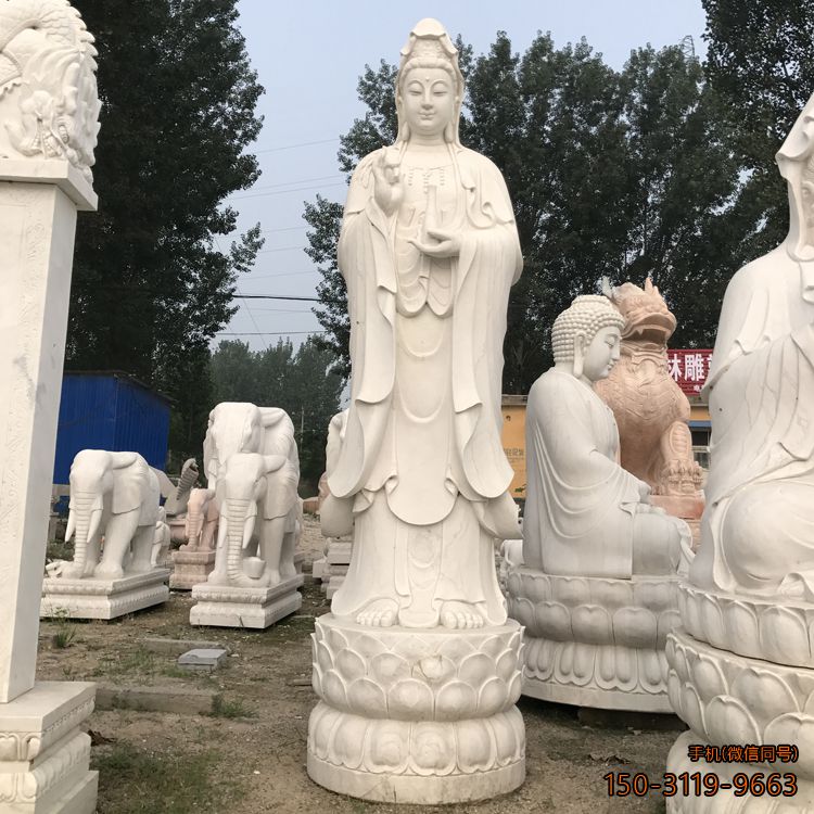 立式观音菩萨大理石佛像