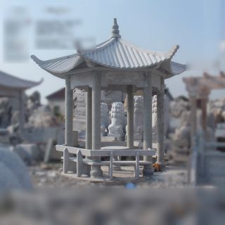 六角、八角、圆形等各式石头凉亭一览