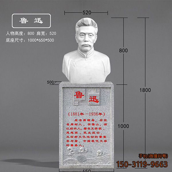 文豪鲁迅石雕头像博鱼网页版