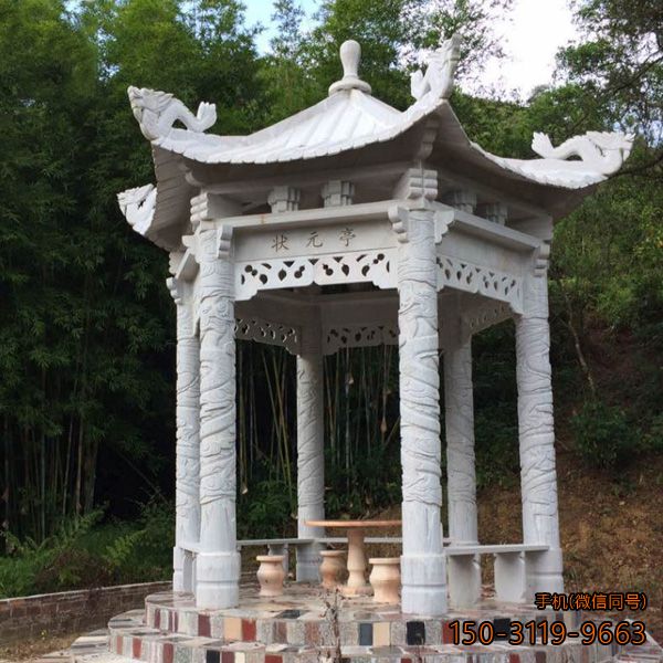 青石雕刻的石雕古建凉亭博鱼网页版