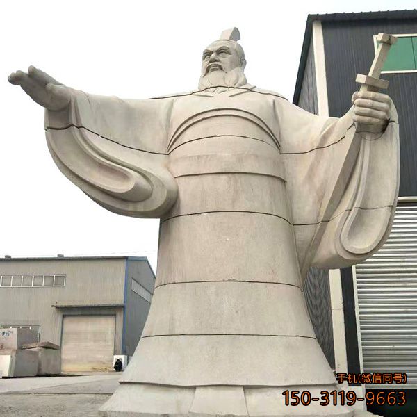 枭雄曹操霸气石雕像