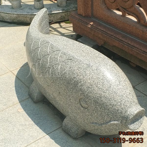 抽象石雕鱼_小区广场花岗岩动物摆件