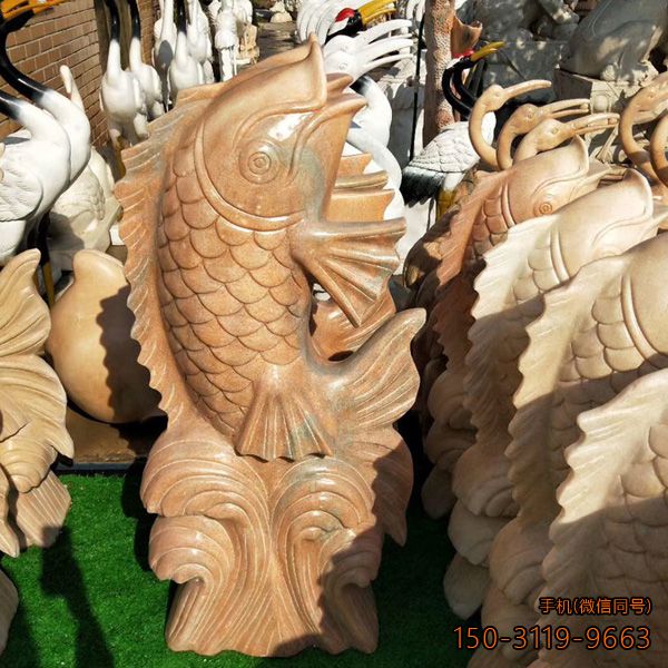 喷水鲤鱼_景区景点小区晚霞红动物石雕博鱼网页版