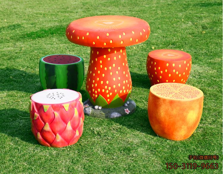 瓜果造型桌凳_玻璃钢仿真圆桌凳博鱼网页版