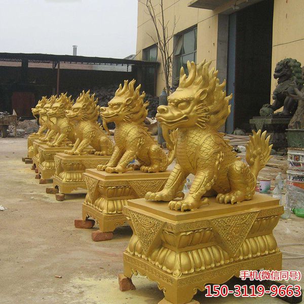 铜雕麒麟 漆金动物铜博鱼网页版