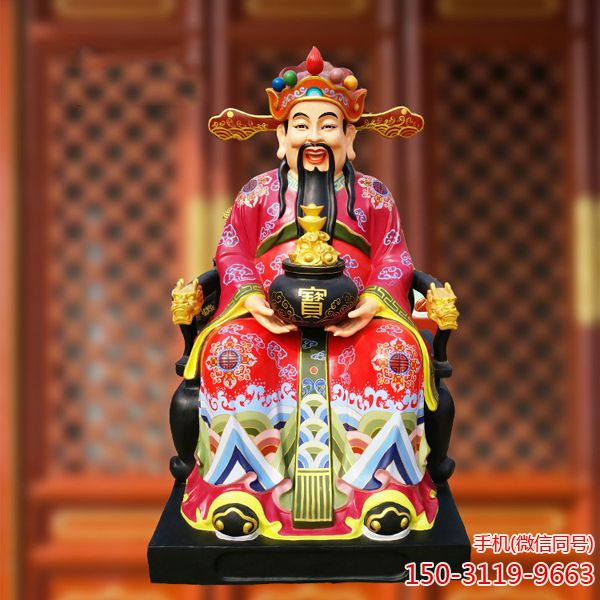 财神爷玻璃钢博鱼网页版_树脂彩绘财神文财神寺庙博鱼网页版