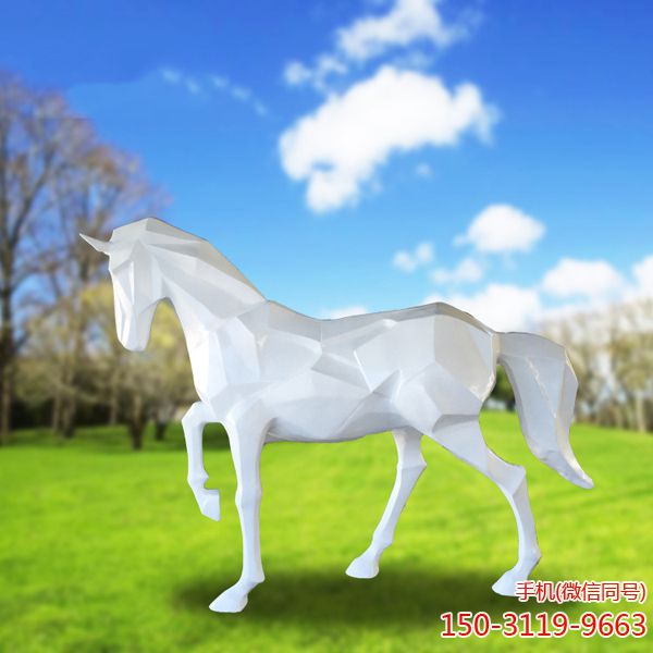 玻璃钢马博鱼网页版_户外园林几何大马花园庭院装饰品
